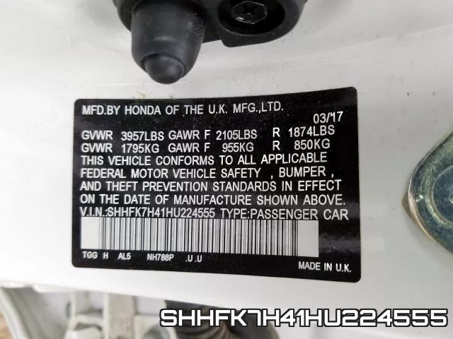 SHHFK7H41HU224555 фото 2