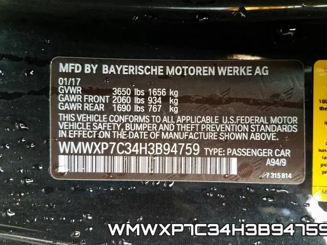 WMWXP7C34H3B94759 фото 2