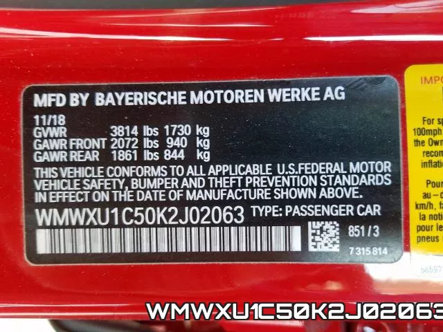 WMWXU1C50K2J02063 фото 2