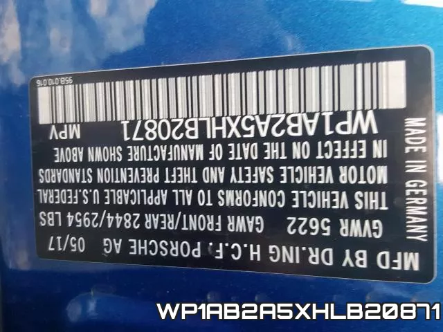 WP1AB2A5XHLB20871 фото 2