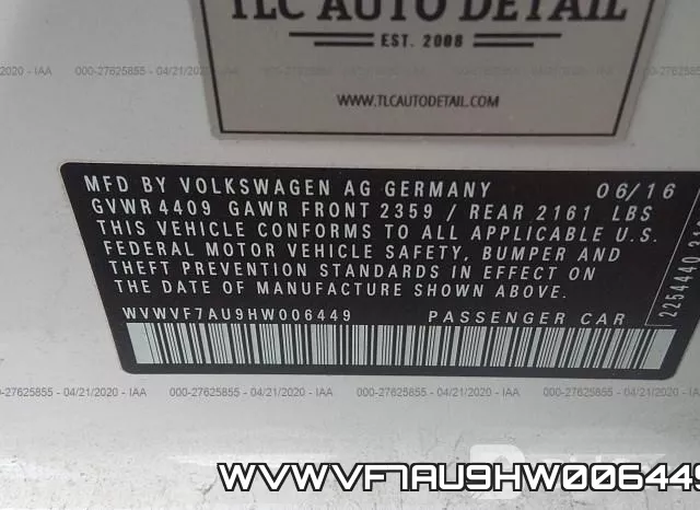 WVWVF7AU9HW006449 фото 10