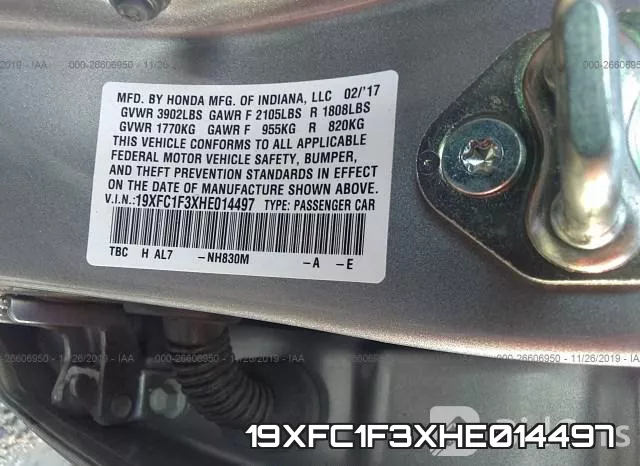 19XFC1F3XHE014497 фото 10