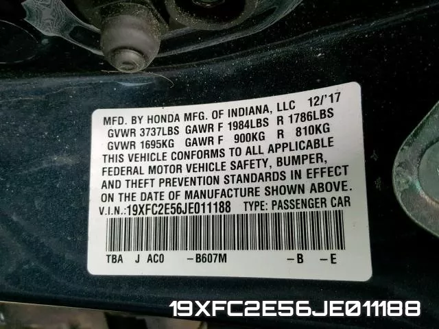 19XFC2E56JE011188 фото 2
