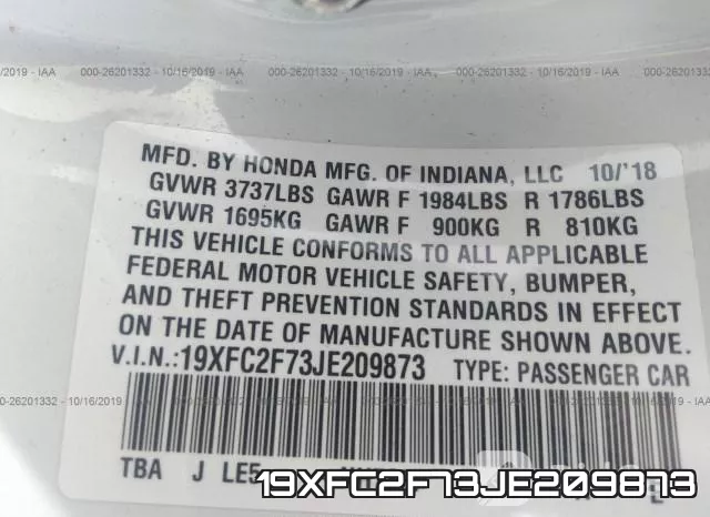 19XFC2F73JE209873 фото 10