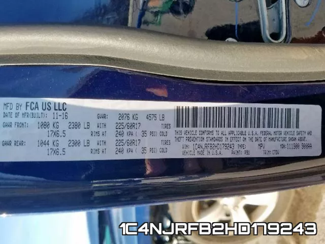 1C4NJRFB2HD179243 фото 2