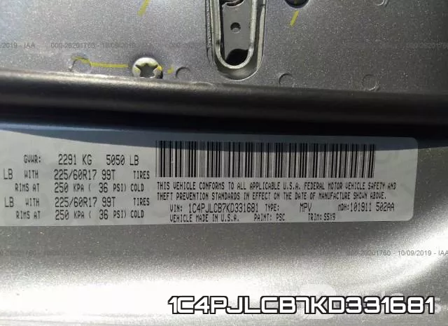 1C4PJLCB7KD331681 фото 10
