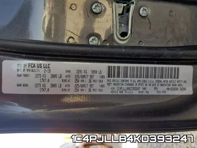 1C4PJLLB4KD393247 фото 2
