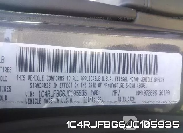 1C4RJFBG6JC105935 фото 10