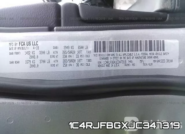 1C4RJFBGXJC347319 фото 10