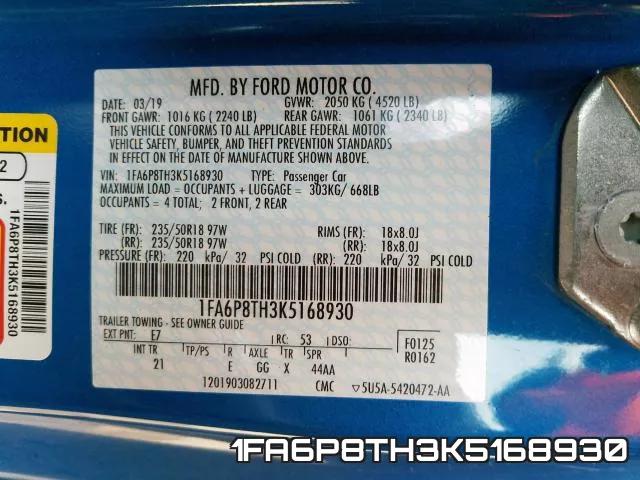 1FA6P8TH3K5168930 фото 2