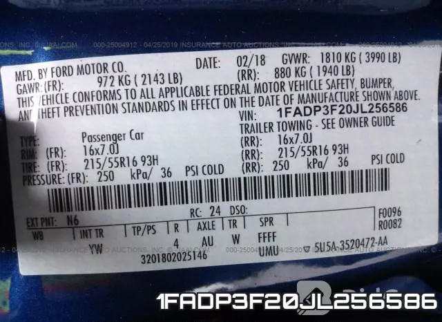 1FADP3F20JL256586 фото 10