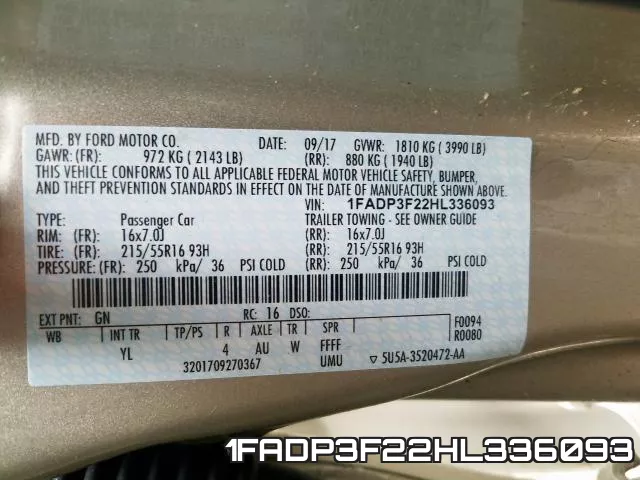 1FADP3F22HL336093 фото 2