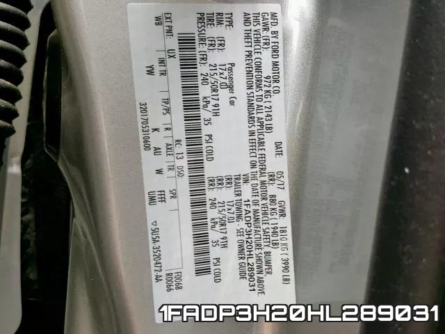1FADP3H20HL289031 фото 2