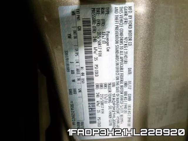 1FADP3H21HL228920 фото 2