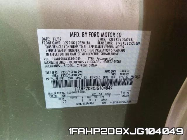 1FAHP2D8XJG104049 фото 2