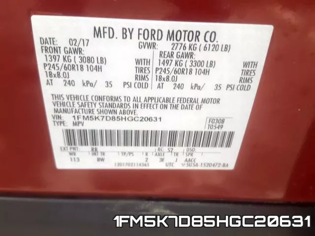 1FM5K7D85HGC20631 фото 2