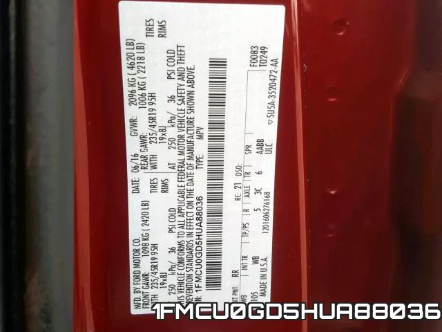 1FMCU0GD5HUA88036 фото 2