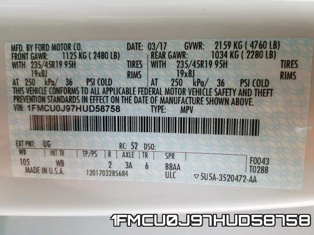1FMCU0J97HUD58758 фото 2