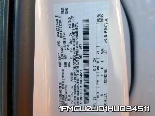 1FMCU0JD1HUD34511 фото 2