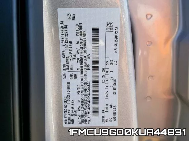 1FMCU9GD0KUA44831 фото 2