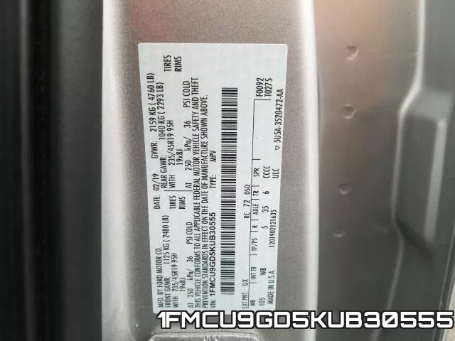 1FMCU9GD5KUB30555 фото 2