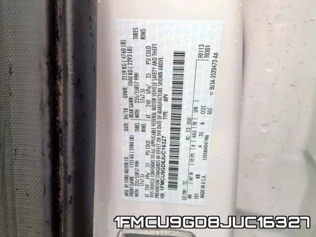 1FMCU9GD8JUC16327 фото 2
