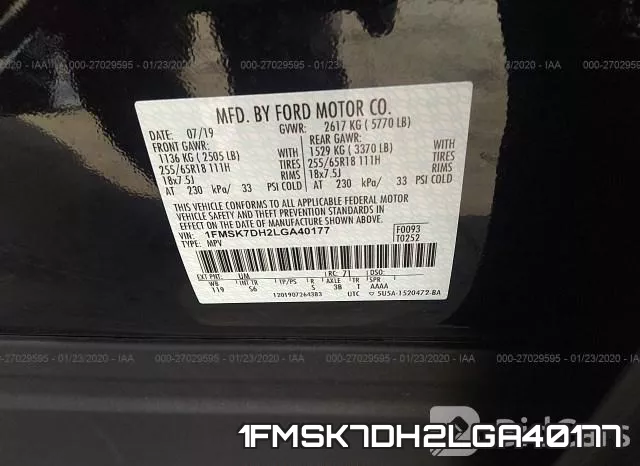 1FMSK7DH2LGA40177 фото 10