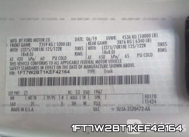 1FT7W2BT1KEF42164 фото 10