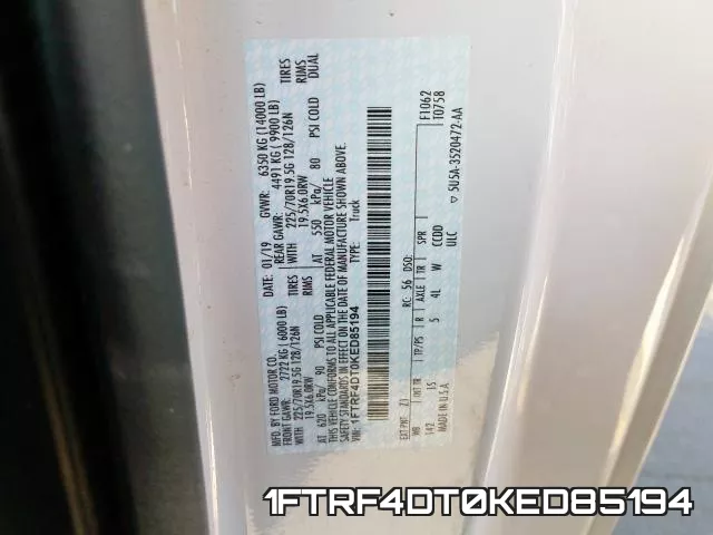 1FTRF4DT0KED85194 фото 2