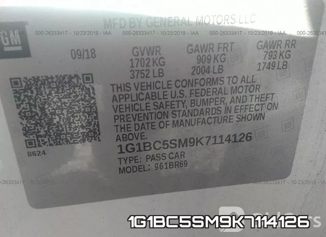 1G1BC5SM9K7114126 фото 10