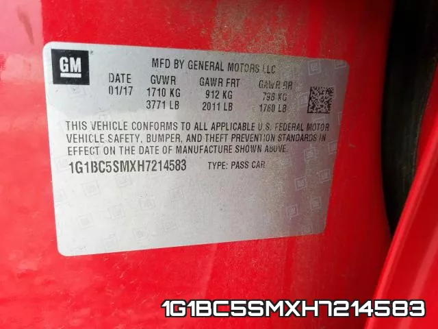 1G1BC5SMXH7214583 фото 2