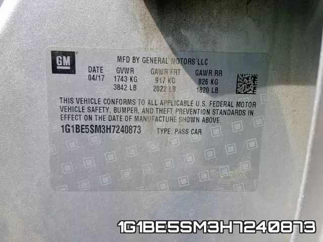 1G1BE5SM3H7240873 фото 2
