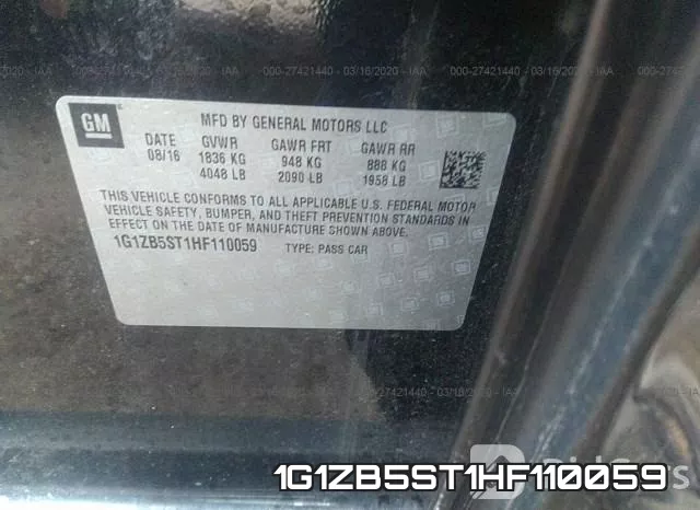 1G1ZB5ST1HF110059 фото 10