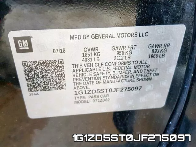 1G1ZD5ST0JF275097 фото 2