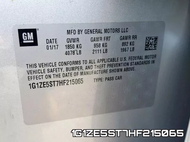 1G1ZE5ST7HF215065 фото 2