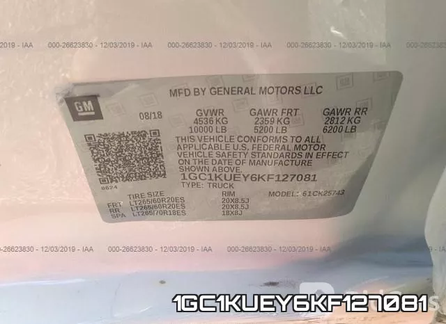 1GC1KUEY6KF127081 фото 10
