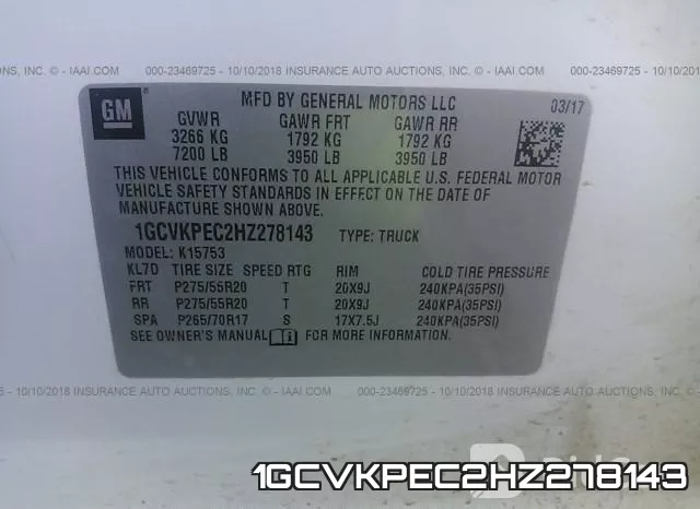 1GCVKPEC2HZ278143 фото 10