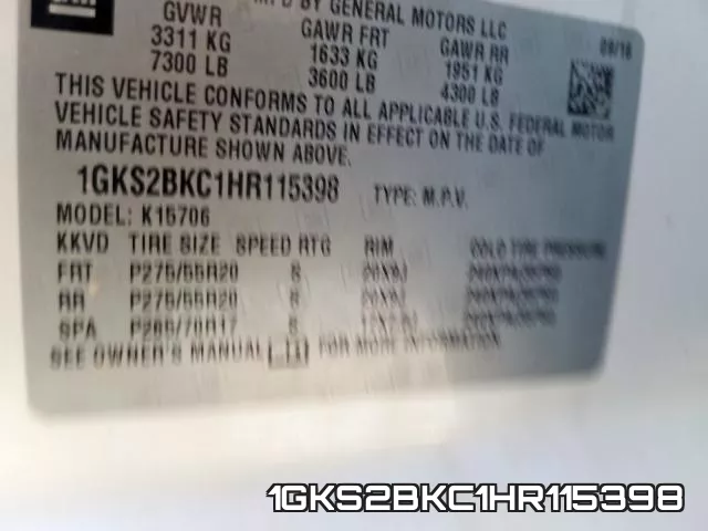 1GKS2BKC1HR115398 фото 2