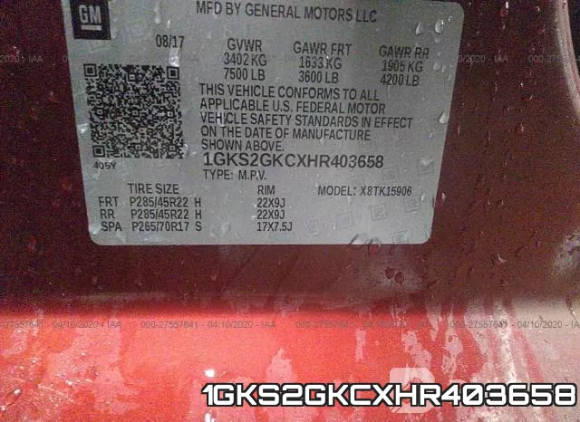 1GKS2GKCXHR403658 фото 10