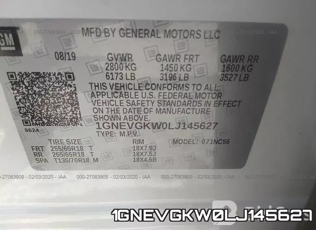 1GNEVGKW0LJ145627 фото 10