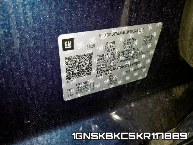 1GNSKBKC5KR117889 фото 2