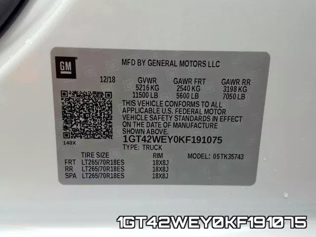 1GT42WEY0KF191075 фото 2
