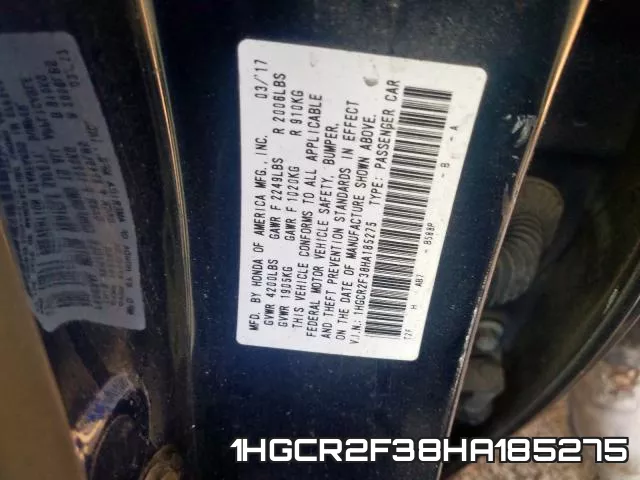 1HGCR2F38HA185275 фото 2