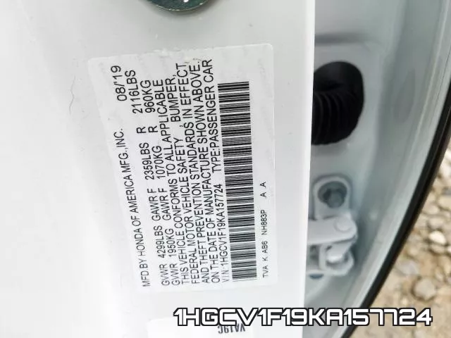 1HGCV1F19KA157724 фото 2