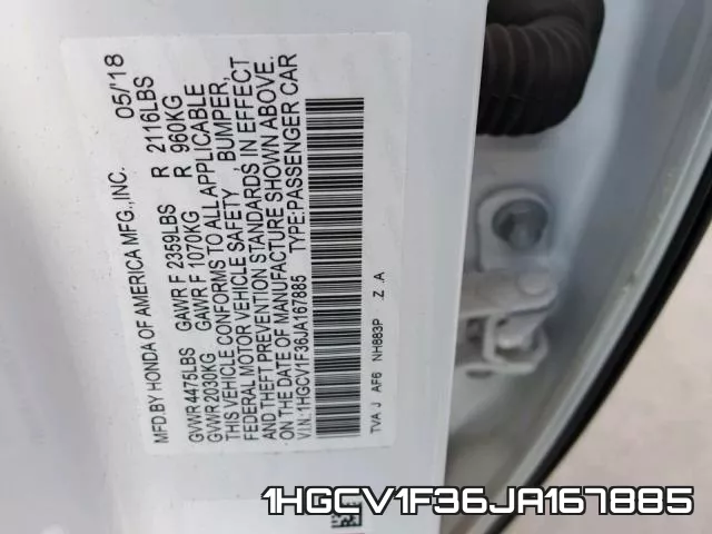 1HGCV1F36JA167885 фото 2