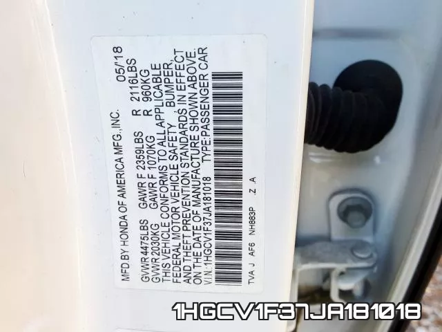 1HGCV1F37JA181018 фото 2