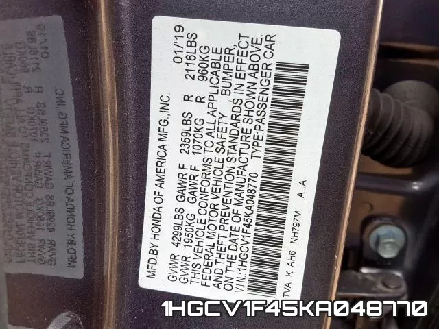 1HGCV1F45KA048770 фото 2