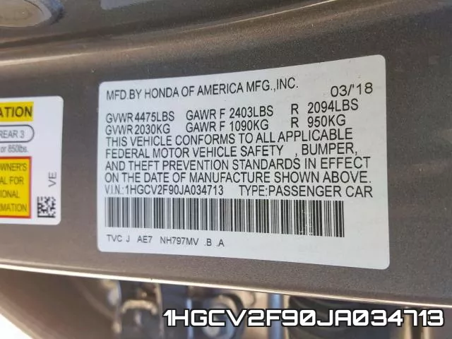1HGCV2F90JA034713 фото 2