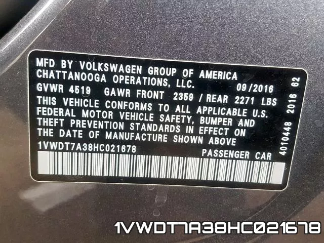 1VWDT7A38HC021678 фото 2