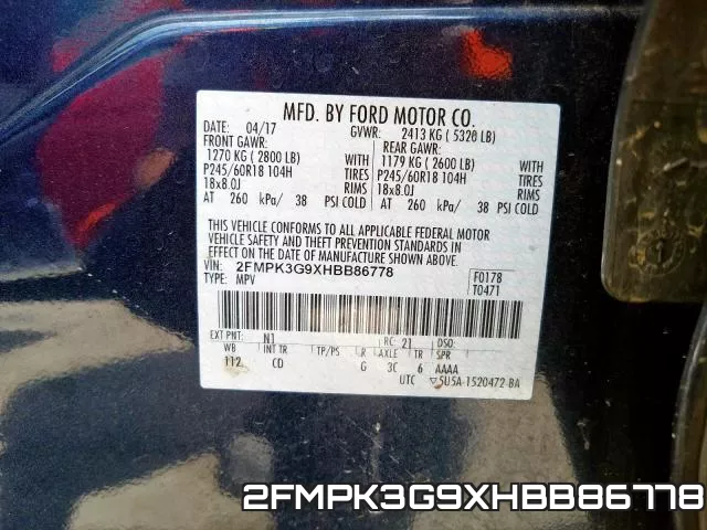 2FMPK3G9XHBB86778 фото 2